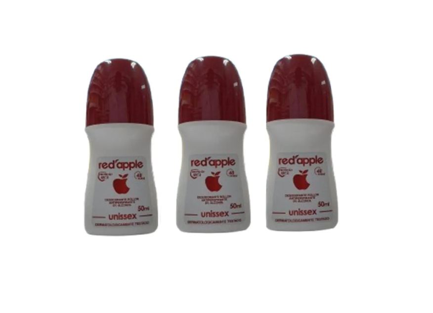Red Apple Kit 3 Desodorante Roll On Unissex 50ml