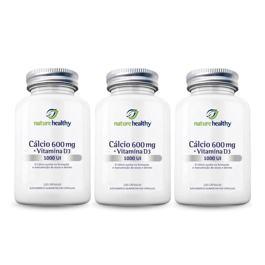 NATURE HEALTHY KIT c/ 3 - CÁLCIO 600mg + VIT D3 1000UI