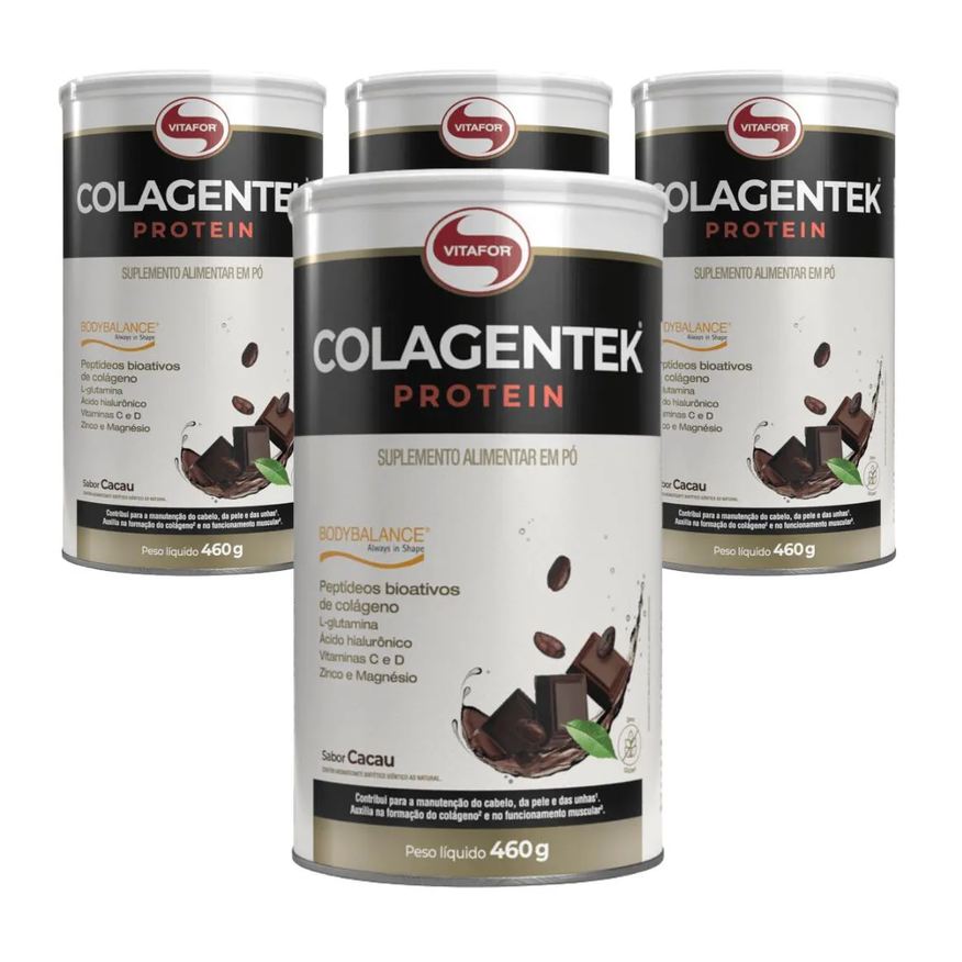 Vitafor Kit 4 Colagentek Protein Bodybalance Cacau - 460g