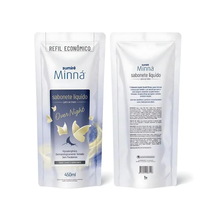 Líquida Sabonete Minná Mãos Sache Over Nigth 450ml