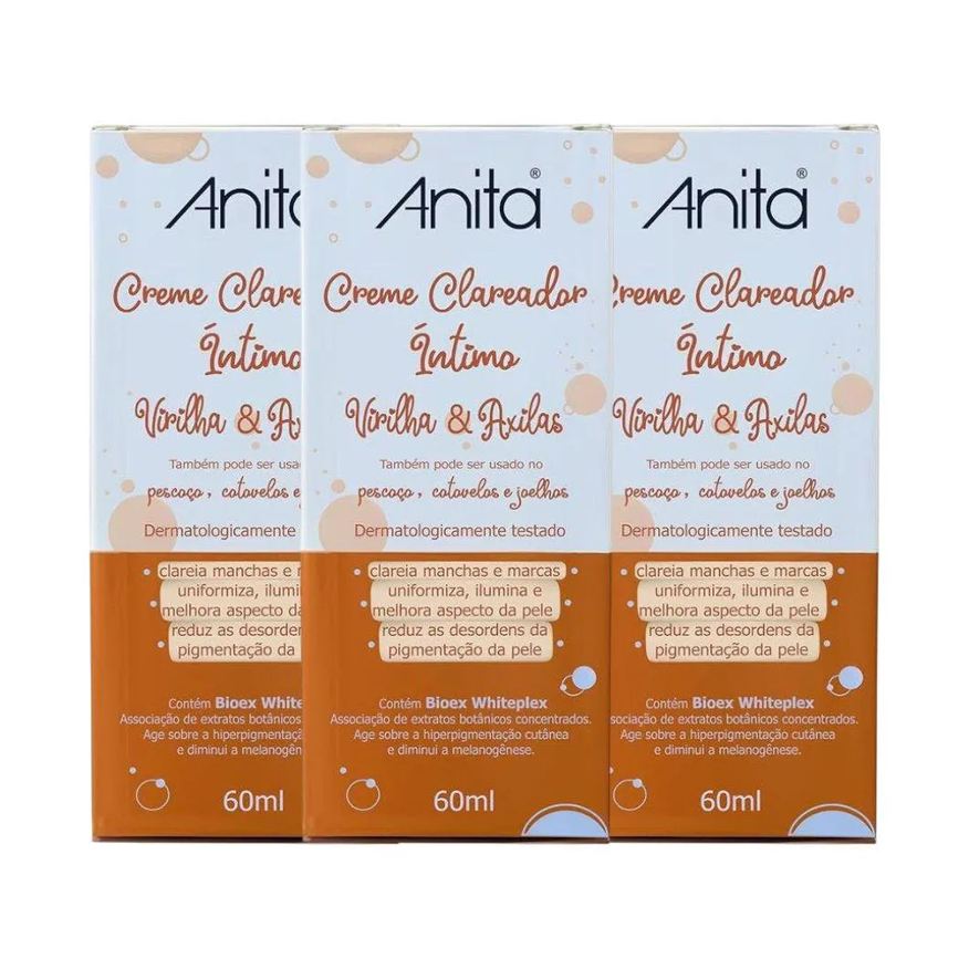 Anita Kit Creme Clareador para Virilha e Axila 60ml (3 Unidades)