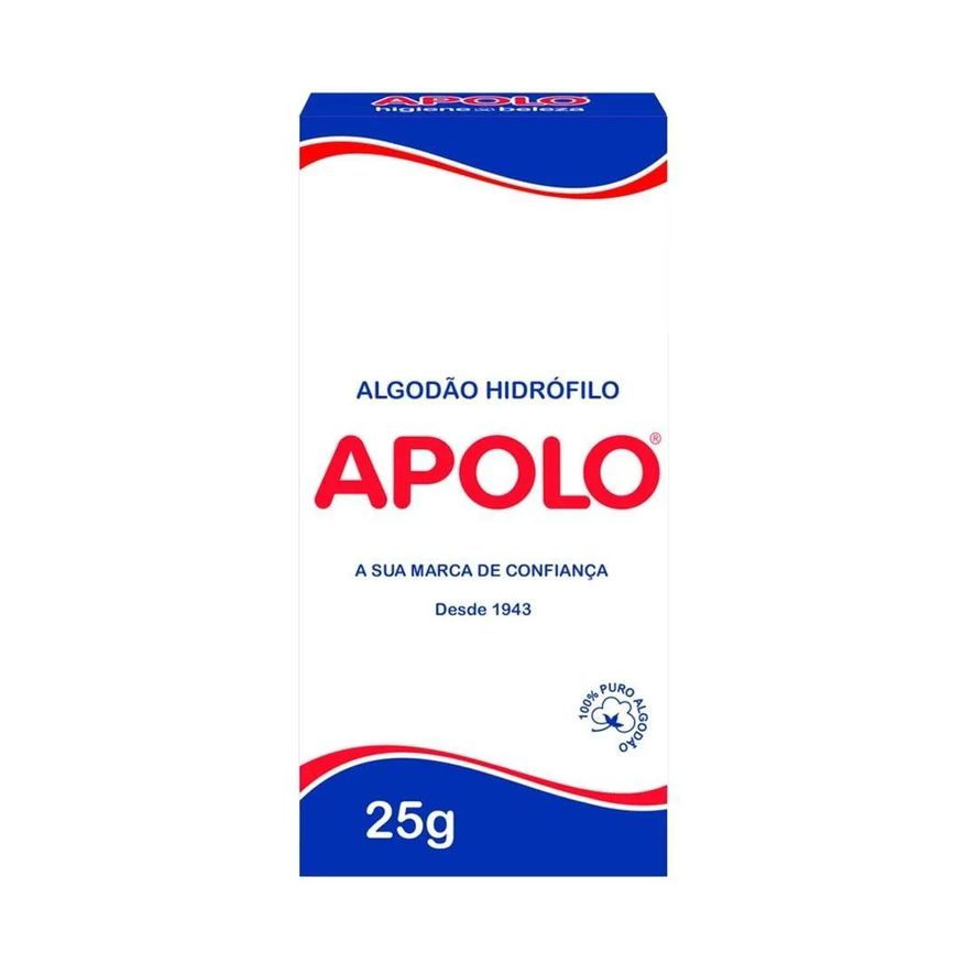 Apolo Algodão Hidrófilo 25g Embalagem com 20 unidades