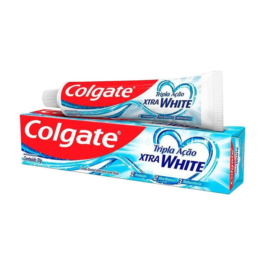 Colgate Creme Dental Tripla Ação Xtra White 70g 12 unidades