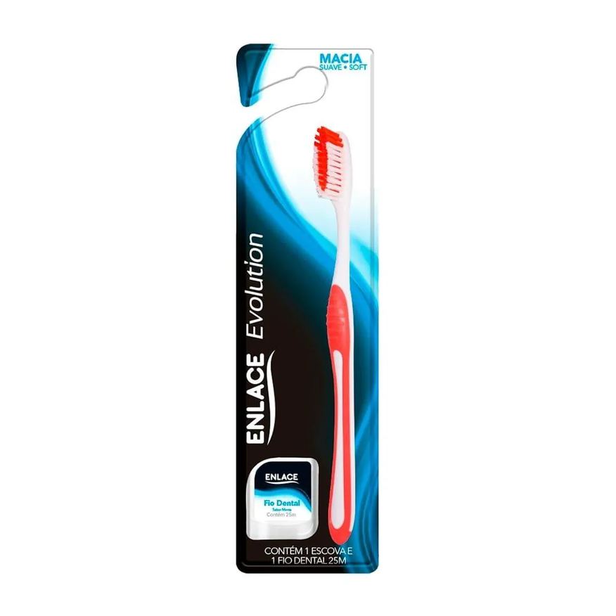 Enlace Escova Dental Evolution Adulta Macia + Fio Dental 25m - Embalagem com 12 unidades