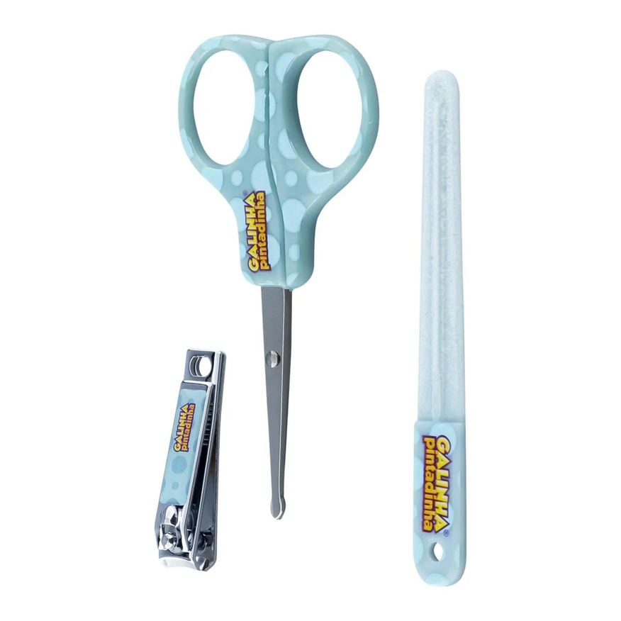 Condor Kit Lixa + Tesoura + Cortador Infantil para Unhas Galinha Pintadinha