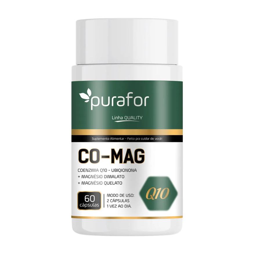 Purafor Co - Mag – Coenzima Q10 com Magnésio Dimalato e Quelato – 60 cápsulas