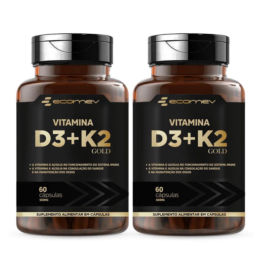 Ecomev 2x Vitamina D3 2.000ui K2 Mk7 Menaquinona 149mcg 60 cápsulas