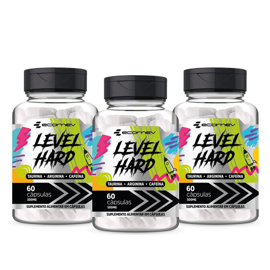 Ecomev 3x Cafeína Taurina Arginina 1000mg 60 Capsulas