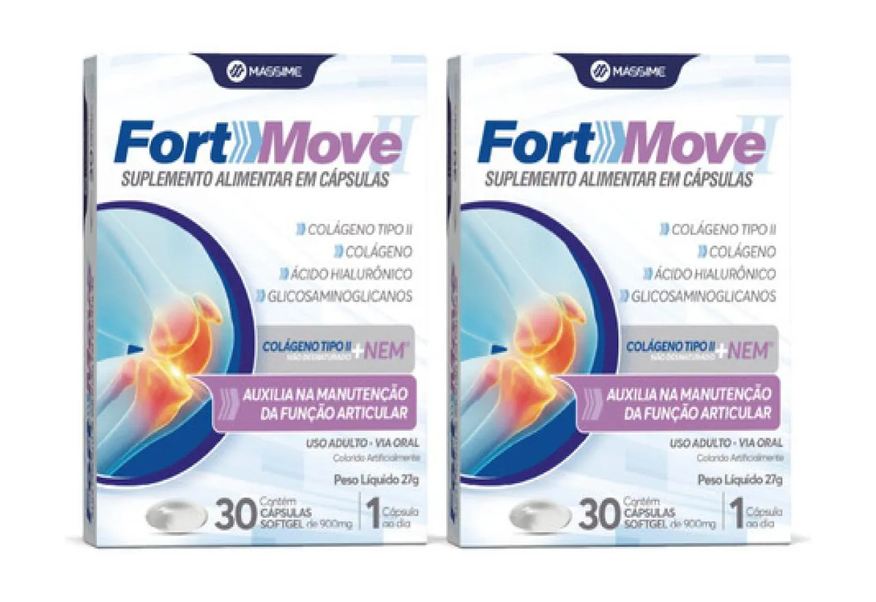 Massime 2x Fort - Move 30 cápsulas - Colágeno Nem + Colágeno Tipo 2