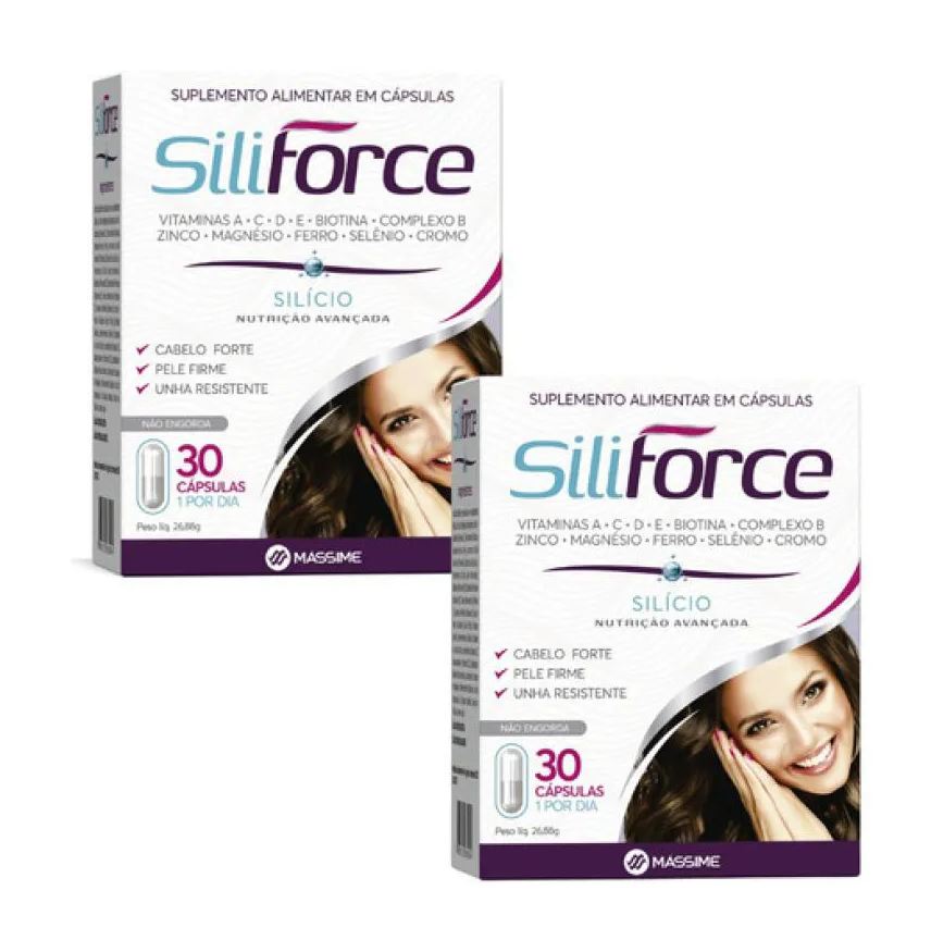 Massime 2x Siliforce 30 cápsulas - Biotina + Vitamina B12 + a + C + D + e