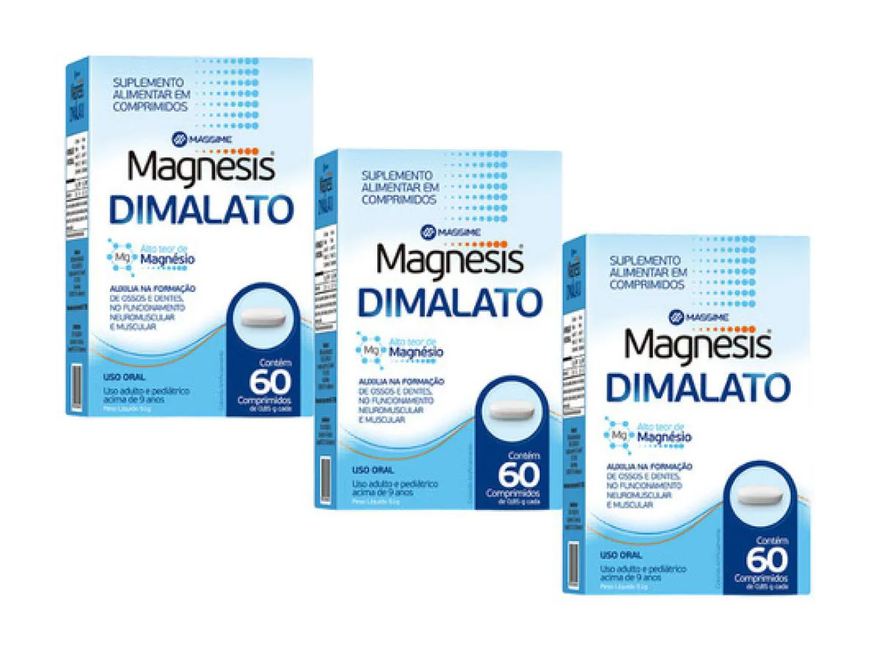 Massime 3x Magnesis - Alto Teor Magnésio Dimalato 100% Puro - 60 comprimidos