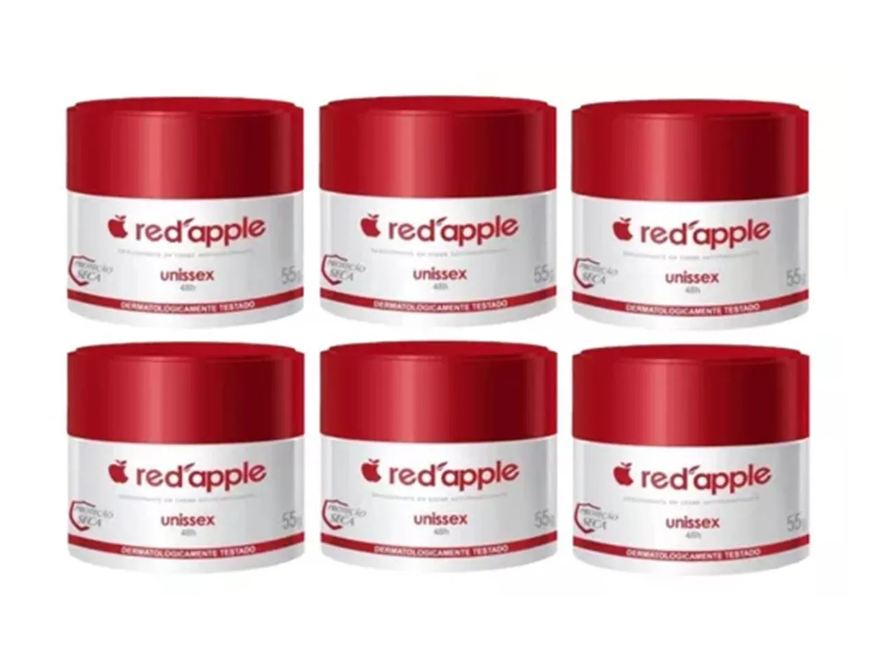 Red Apple Kit 6 Desodorante em Creme Unissex 55g - Red Apple