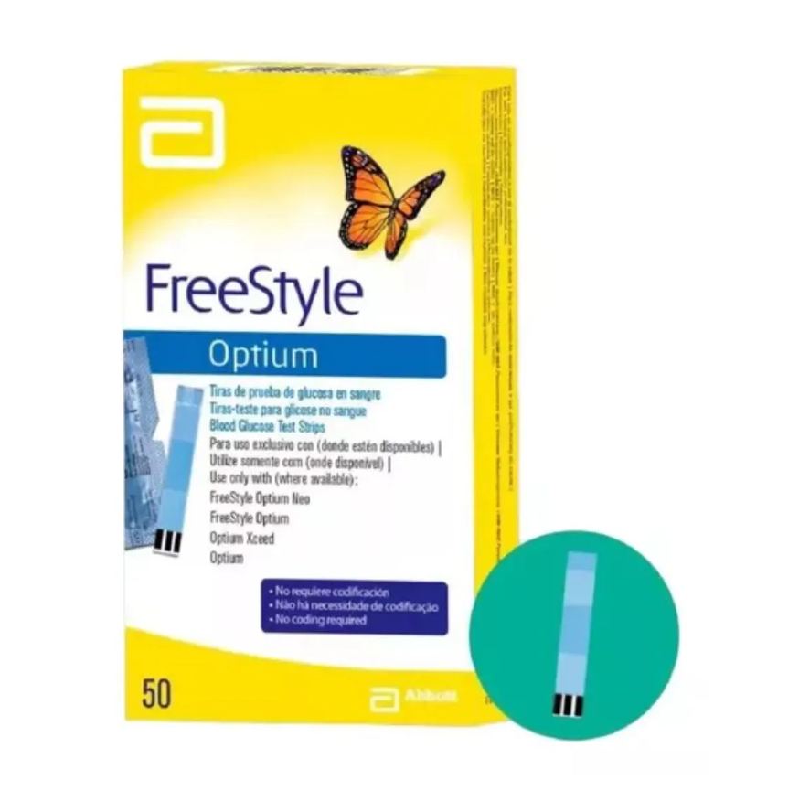 Abbott Tiras de Glicose Freestyle Optium Controle 50 unidades