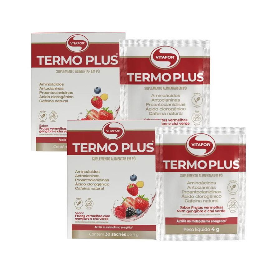 Vitafor Kit 2 Termo Plus Frutas Vermelhas com Gengibre e Chá Verde- 30 Sachês de 4g