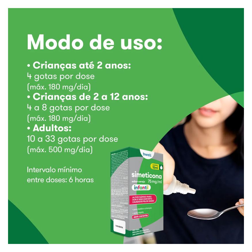 bwell Simeticona Infantil 75mg/ml Sabor Cereja 15ml