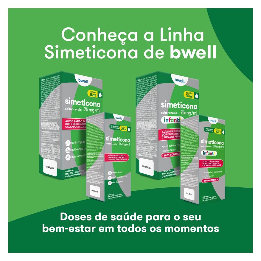 bwell Simeticona Infantil 75mg/ml Sabor Cereja 15ml