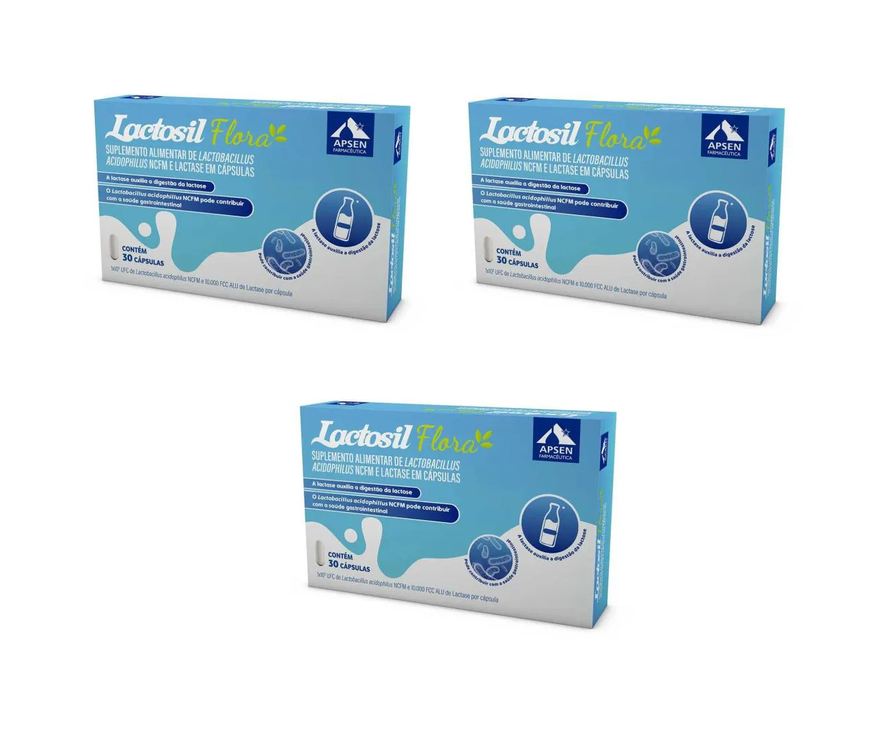 Apsen Kit 3 Suplemento Lactosil Flora Lactase 10000fcc 30cps
