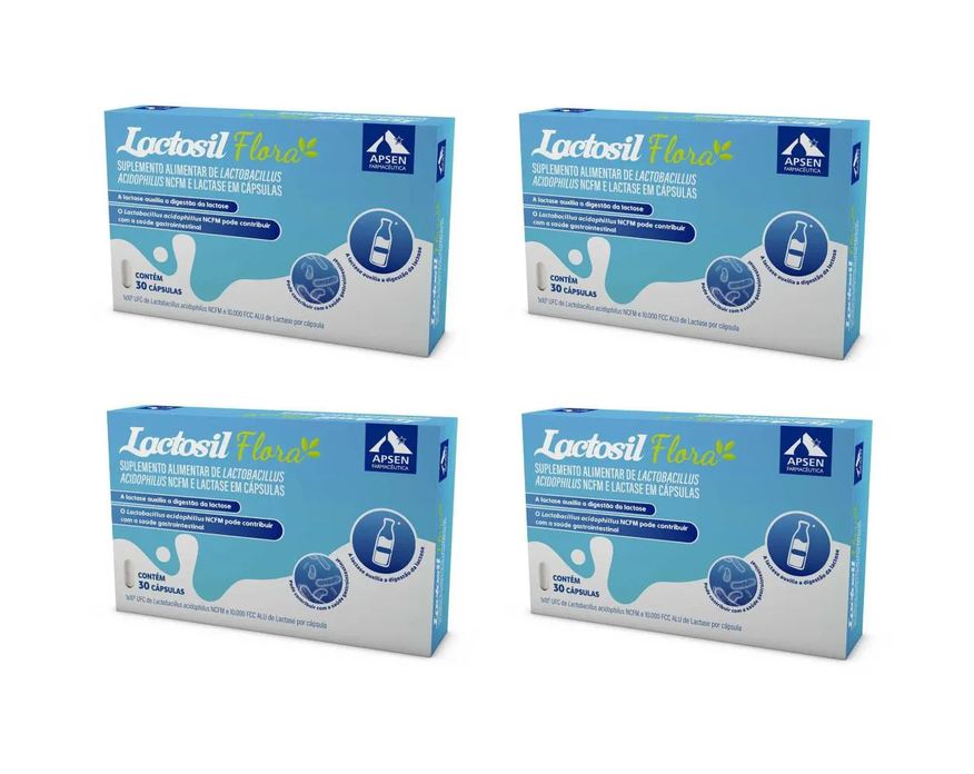 Apsen Kit 4 Suplemento Lactosil Flora Lactase 10000fcc 30cps