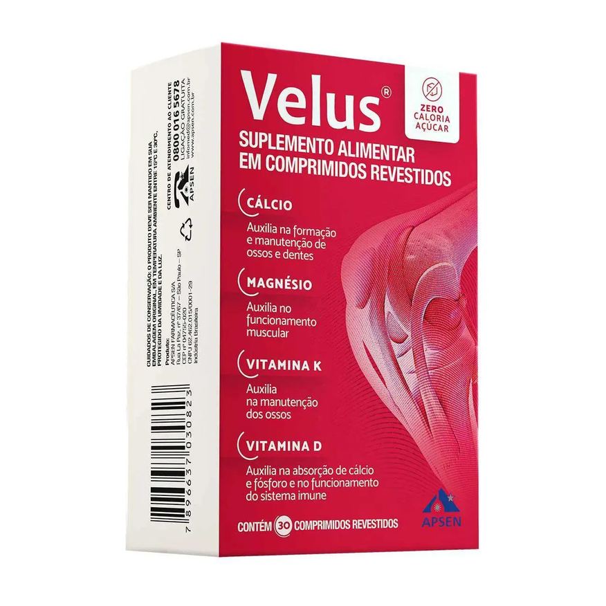 Apsen Suplemento Velus Cálcio Magnésio Vitamina D E K 30cps