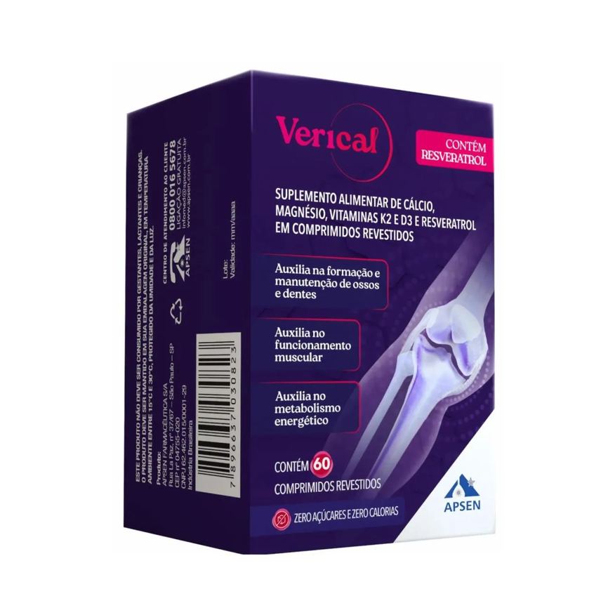 Apsen Verical Cálcio Resveratrol Magnésio Vit K E D 60cp