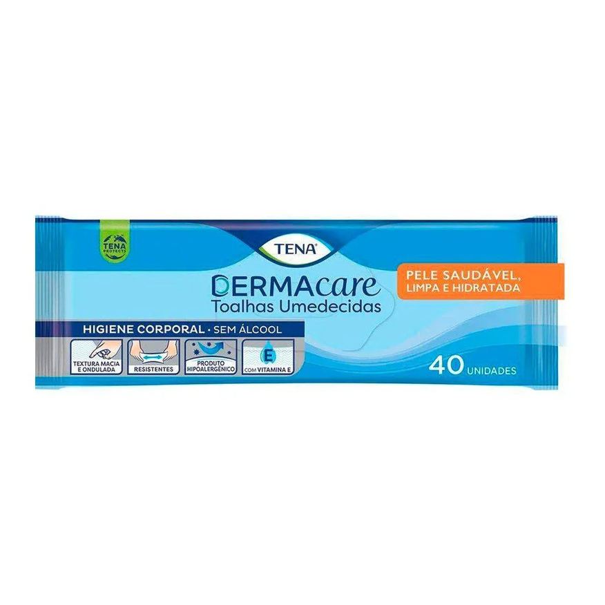 Tena Toalhas Umedecidas Adulta Dermacare - Embalagem com 40 unidades