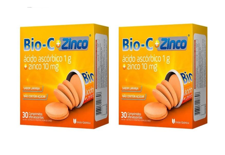 União Química Kit 2 Vitamina C 1g + Zinco Bio-c Imunidade Efervescentes