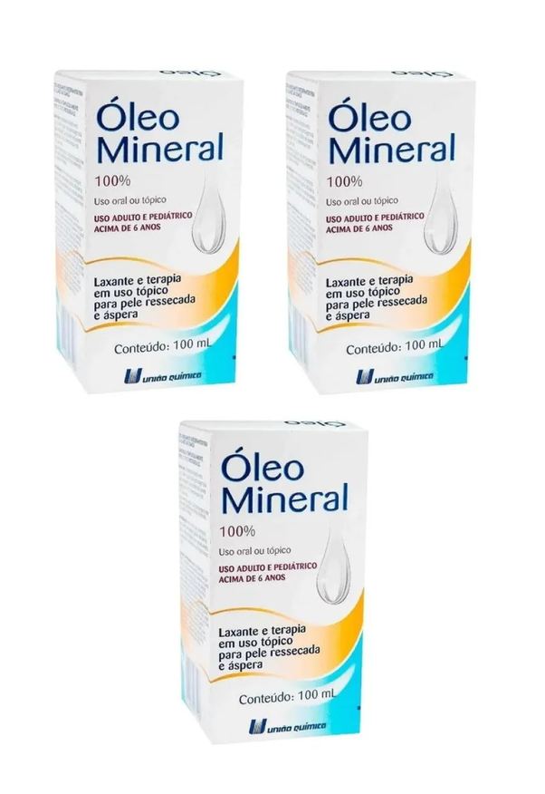 União Química Kit 3 Óleo Mineral Ressecada E Áspera 100ml