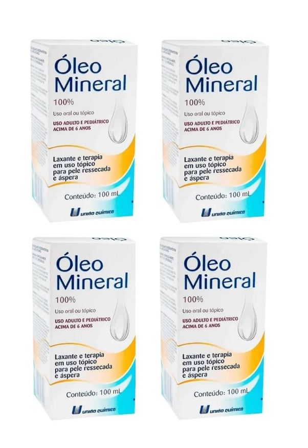 União Química Kit 4 Óleo Mineral Ressecada E Áspera 100ml