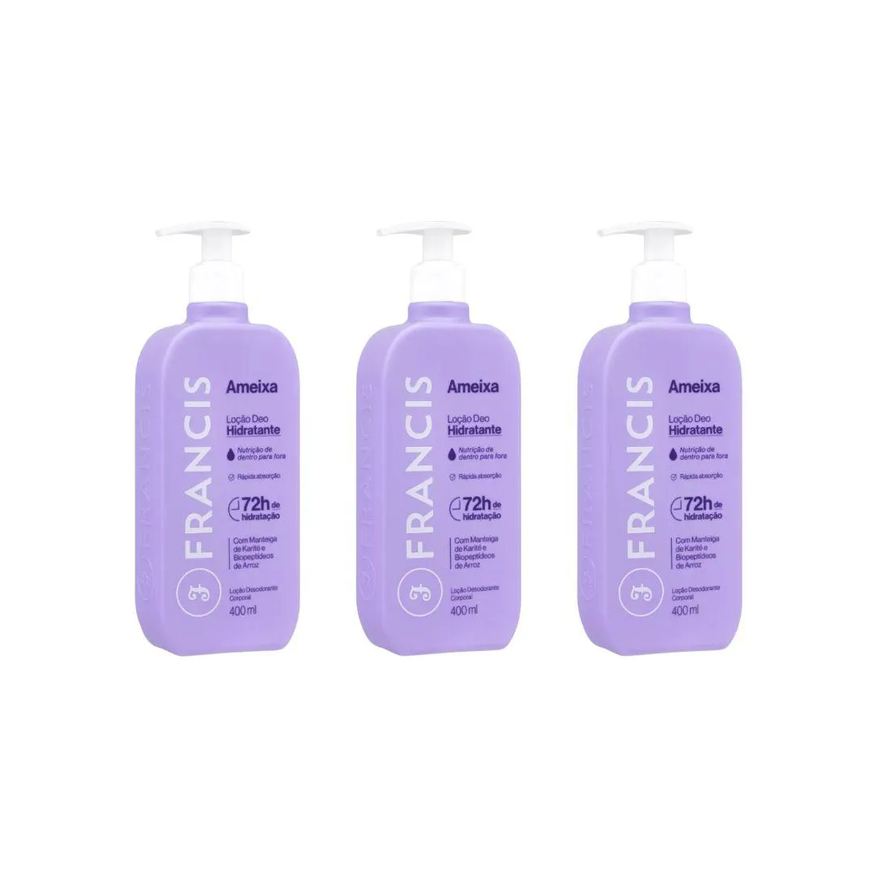 Francis Hidratante Corporal 400ml Ameixa Lilas - Kit com 3 unidades