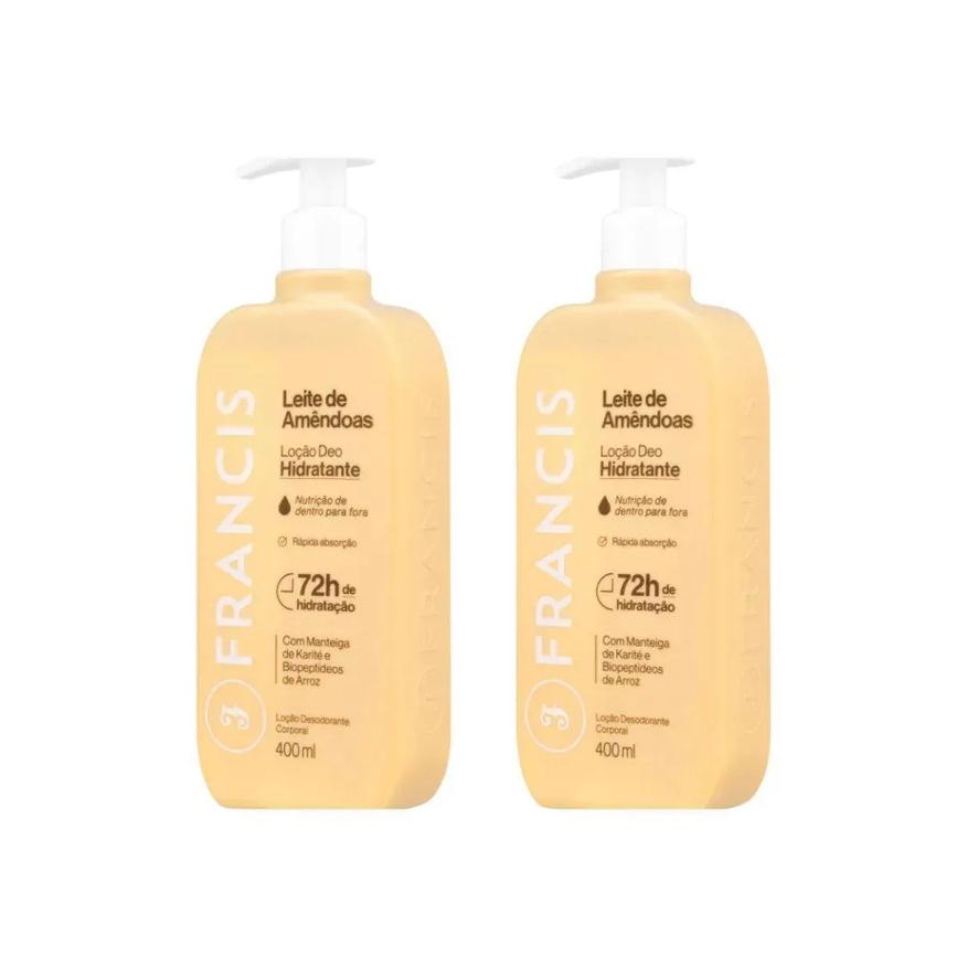Francis Hidratante Corporal 400ml Leite Amendoas Bege - 2un