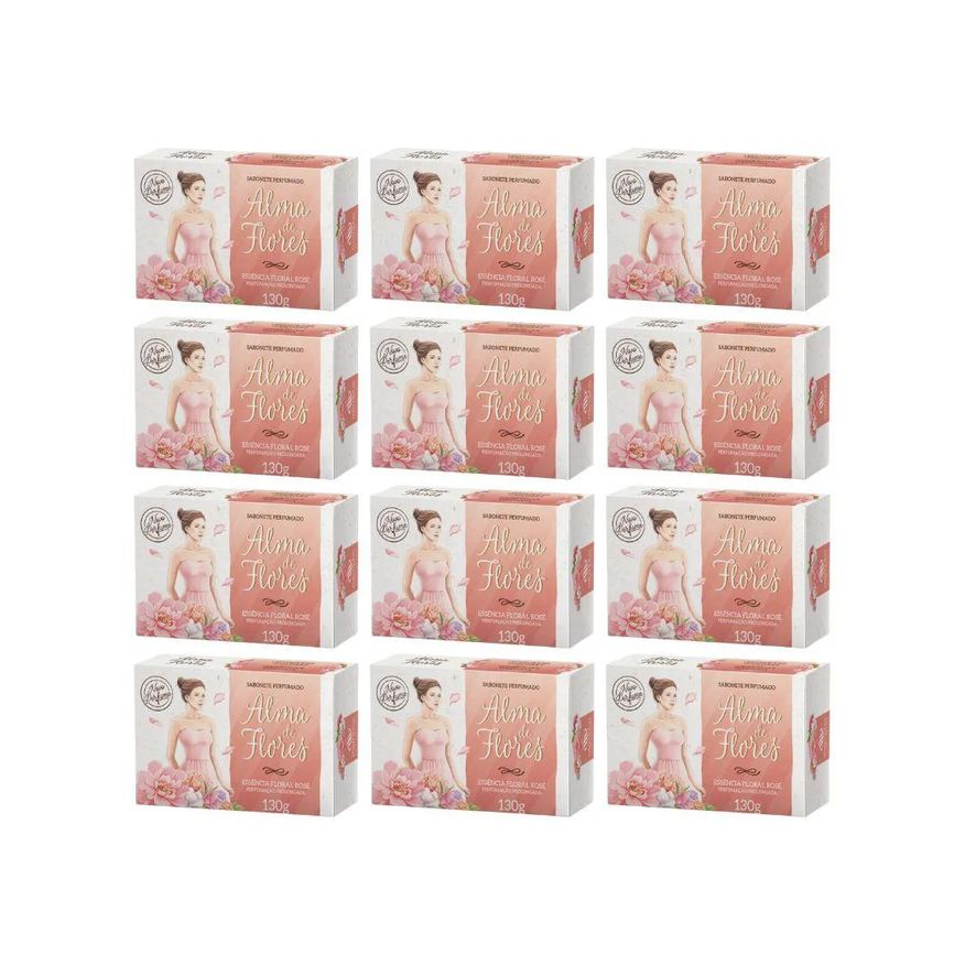 Alma de Flores Sabonete 130g Floral Rose - Kit C / 12un