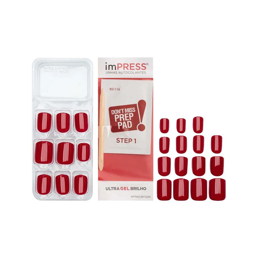 Autocolantes Unhas Kiss NY Impress Color Quadrado Curto Tweetheart 30 Unidades