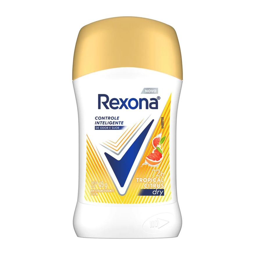 Rexona Desodorante Antitranspirante Stick Tropical Citrus Dry Feminino 72h 45g