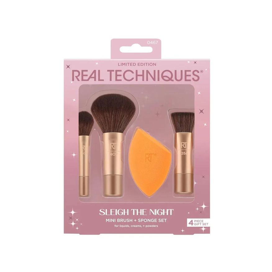 Real Techniques Kit Sleigh The Night 3 Mini Pincéis + Esponja