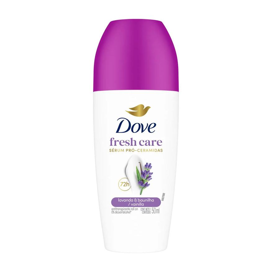Dove Desodorante Antitranspirante Roll-On Fresh Care Lavanda & Baunilha 72h 50ml