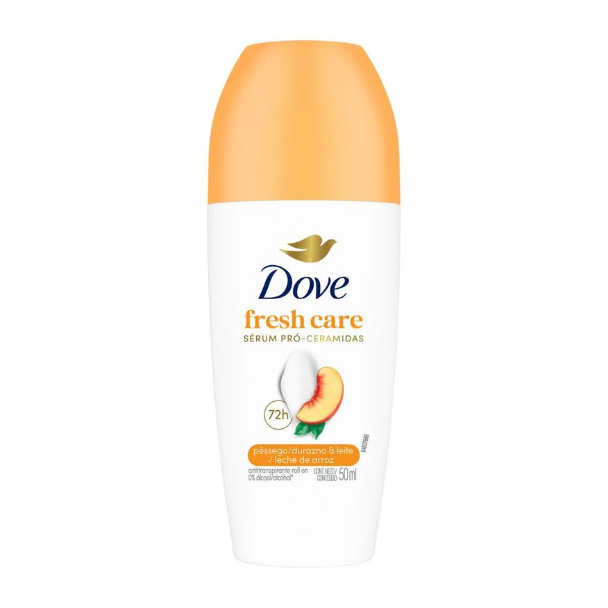 Dove Desodorante Antitranspirante Roll-On Fresh Care Pêssego & Leite de Arroz 72h 50ml