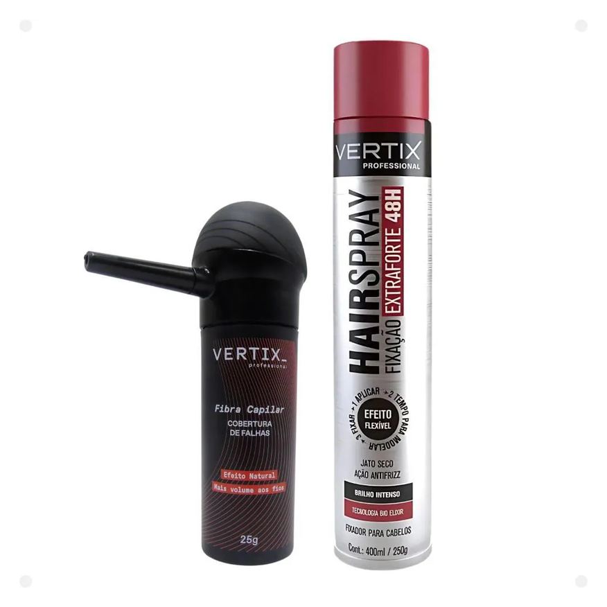 Big Universo Kit Vertix: Fibra Capilar Castanho Claro, Aplicador e Spray Extraforte