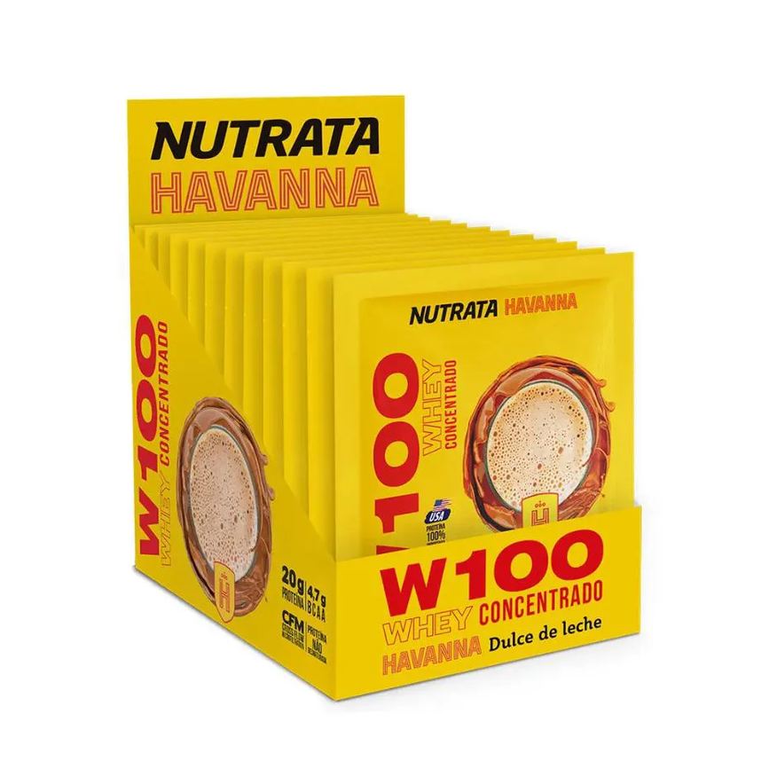 Nutrata Caixa ( 12 Unidades Sache ) Whey W100 Havanna 30g - Doce de Leite