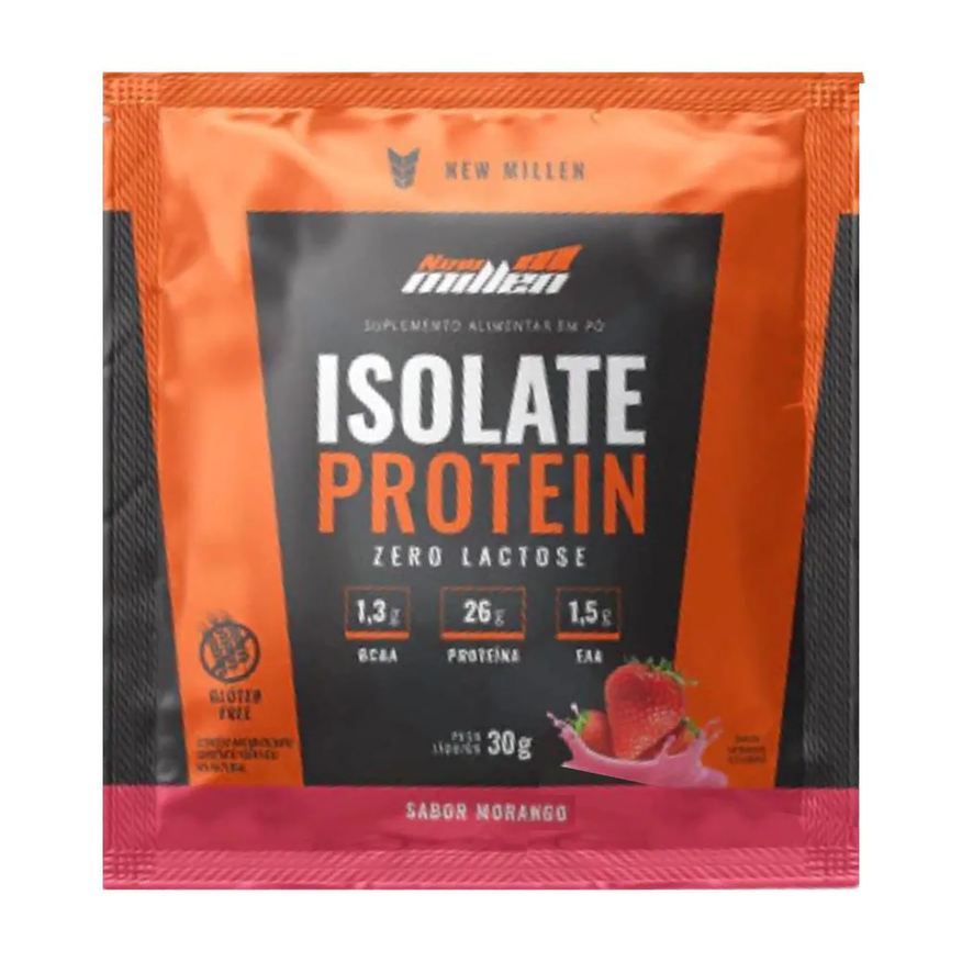 New Millen Sache Isolate Protein 30g - Morango - Sem Gluein - Origem Bovina