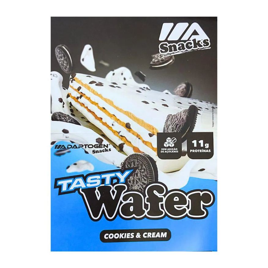 Adaptogen Tasty Wafer Snacks 50g - Cookies e Cream - Sem Ad Açucar - Caixa Fechada 12un