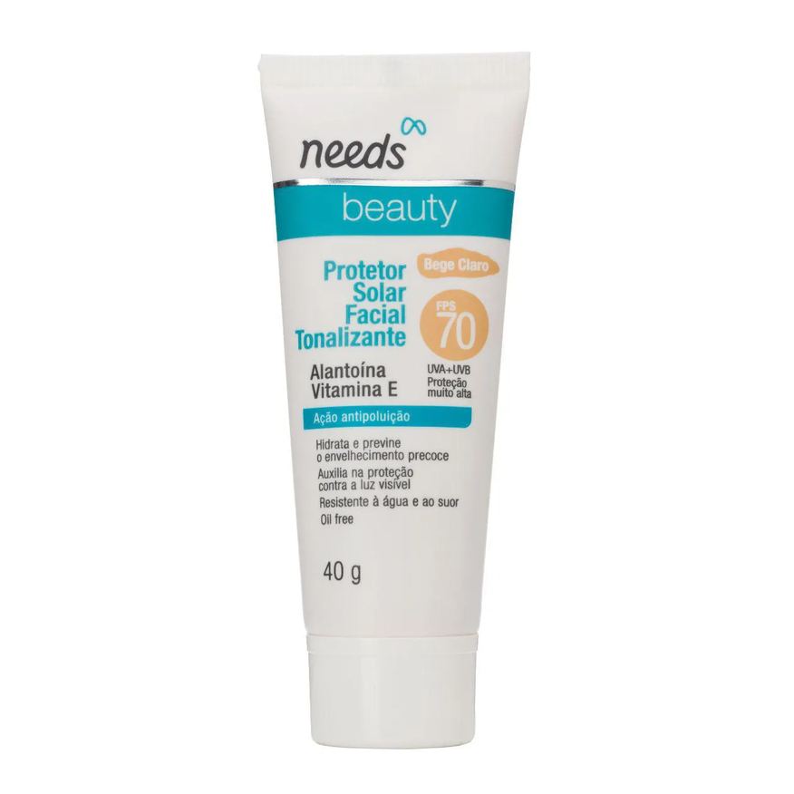 Needs Protetor Solar Facial Beauty FPS 70 Bege Claro 40g