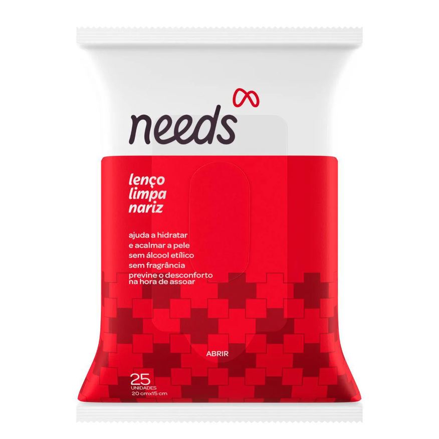 Needs Lenço Umedecido Limpa Nariz 25 Unidades
