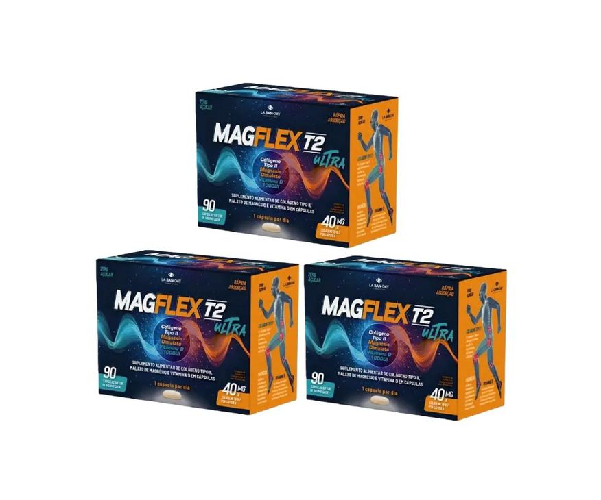 La San Day Kit 3 Magflex T2 Ultra Colágeno Tipo2 Mag Vit D - 60 cápsulas