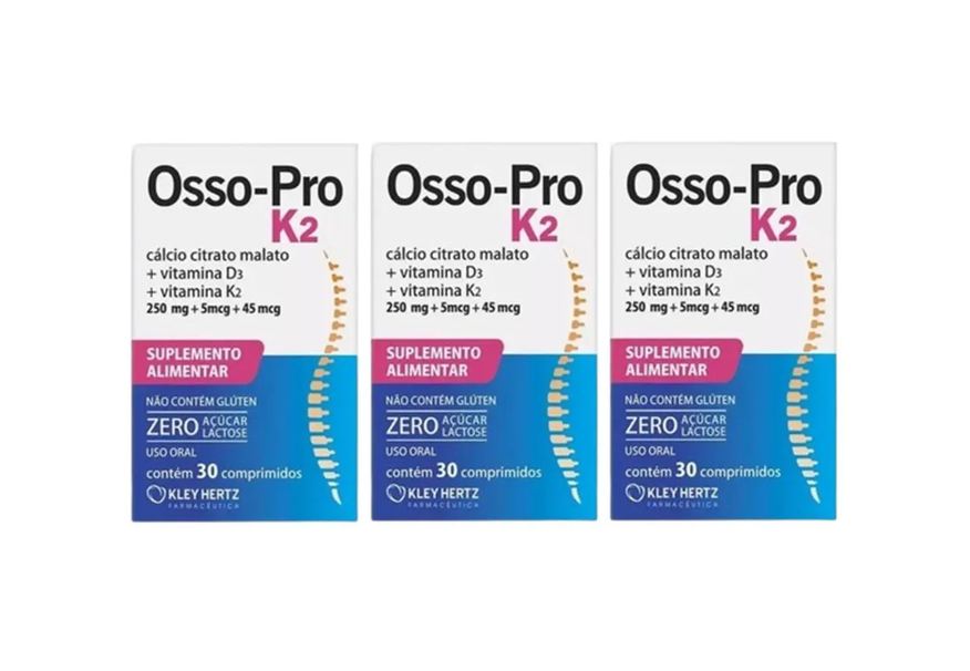 Kley Hertz Osso Pro K2 - Citrato Malato Vitamina D3 K2 ( Kit 3x30=90cp)