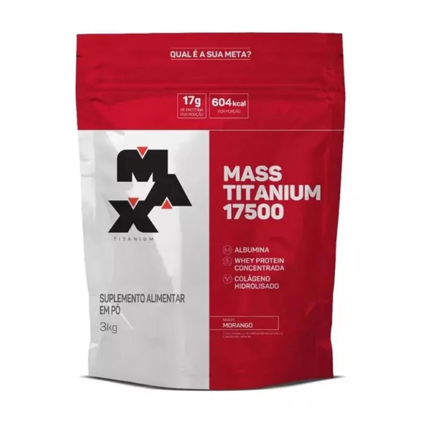 Max Titanium Hipercalórico Mass Titanium 17500 Refil Morango 3kg