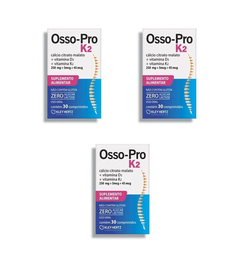 Kley Hertz Kit 3 Suplemento Osso Pro Km 30 Comprimidos