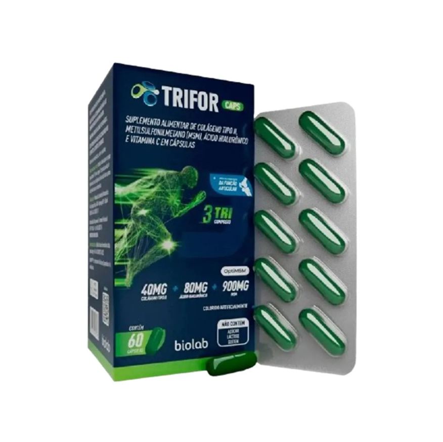 Biolab TRIFOR COLáGENO TIPO 2 + HIALURôNICO + MSM - 60 CáPSULAS