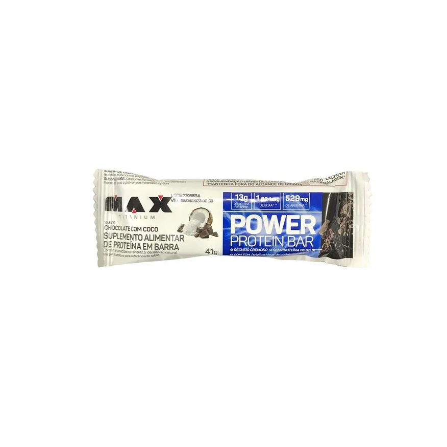 Max Titanium Power Protein Bar (41g) - Sabor: Chocolate C/ Coco