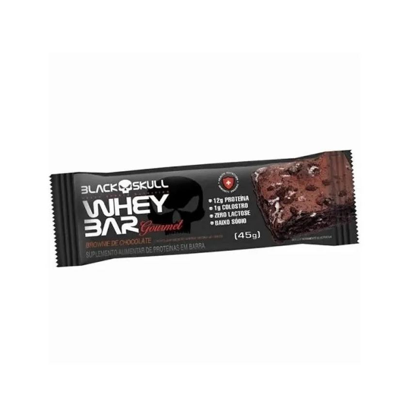 Black Skull Whey Bar Gourmet (45g) - Sabor: Brownie de Chocolate