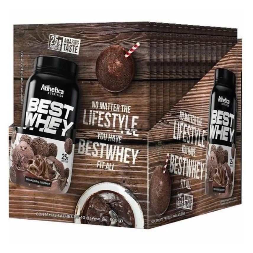 Atlhetica Nutrition Best Whey Sachê (display com 15 Sachês - 35g) - Sabor: Brigadeiro Gourmet (sachê 40g)